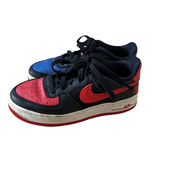 RARE Nike Air Force 1 Low AF1 Split Red Blue Black 4Y Youth Mismatched Colorway - Picture 2 of 7